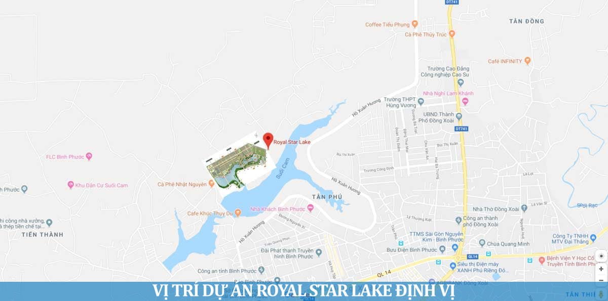 Vị trí Dự án Royal Star Lake Hồ Suối Cam Đồng Xoài Bình Phước trên Google Maps